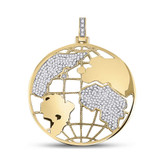 Image of 10kt Yellow Gold Mens Round Diamond World Globe Pendant 5/8 Cttw Style 117282