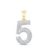 Image of 10kt Yellow Gold Mens Round Diamond Number 5 Pendant 1/2 Cttw Style 150324