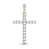 Image of 14kt Yellow Gold Womens Round Diamond Religious Cross Pendant 1/2 Cttw