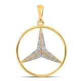 Image of 10k Yellow Gold Round Diamond Star Circle Pendant 1/3 Cttw