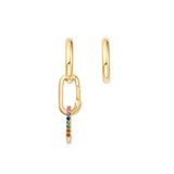 Image of 18mm Ania Haie Gold-plated Sterling Silver Rainbow Connector Charm Oval Hoop Earrings