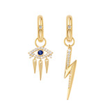 Image of 12.3mm Ania Haie Gold-plated Sterling Silver Good Vibes Charm Huggie Hoop Earrings