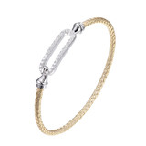 Image of Charles Garnier 3mm Gold-plated Sterling Silver Mesh Hook Bangle Bracelet w/ 24mm x 8mm CZ Link Top