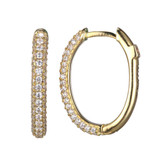 Image of ELLE Jewelry - "Stardust Collection" 15mm x 20mm Gold-plated Sterling Silver CZ Oval Hoop Earrings