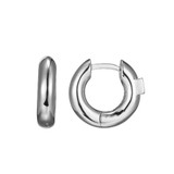 Image of ELLE Jewelry - "Simpatico Collection" Rhodium-plated Sterling Silver 12mm Huggie Hoop Earrings