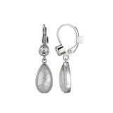 Image of ELLE Jewelry - "Ethereal Drops Collection" Rhodium-plated Sterling Silver Earrings w/ White Crystal & White Mother Of Pearl Doublet & CZ