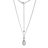 Image of ELLE Jewelry - "Ethereal Drops Collection" 17"+3" Rhodium-plated Sterling Silver Necklace w/ White Crystal & White Mother Of Pearl Doublet Pendant w/CZ