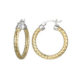Image of Charles Garnier 25mm Gold- & Rhodium-plated Sterling Silver 3mm Mesh Hoop Earrings