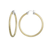 Image of Charles Garnier 45mm Gold- & Rhodium-plated Sterling Silver 3mm Mesh Hoop Earrings