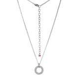 Image of ELLE Jewelry - "Stardust Collection" 17"+3" Rhodium-plated Sterling Silver Chain Necklace w/ 15mm CZ Donut-Shaped Pendant