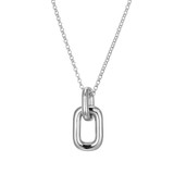 Image of ELLE Jewelry - "Simpatico Collection" 17"+3" Rhodium-plated Sterling Silver Necklace w/ Interlocking Square Links Drop Pendant