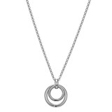 Image of ELLE Jewelry - "Simpatico Collection" 17"+3" Rhodium-plated Sterling Silver Necklace w/ Double Circle Drop Pendant