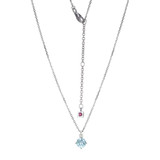 Image of ELLE Jewelry - "Birthstone Collection" 17"+2" Rhodium-plated Sterling Silver Cable Chain Necklace w/ 5mm Round Genuine Sky Blue Topaz & Lab Grown Diamond Pendant