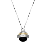 Image of Charles Garnier 17"+2" Rhodium- & Gold-plated Sterling Silver Cable Chain Necklace w/ Black Agate & CZ