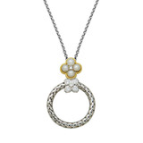 Image of Charles Garnier 17"+2" Rhodium-plated Sterling Silver Pendant Necklace w/ Gold-plated Cultured Freshwater Pearl & CZs