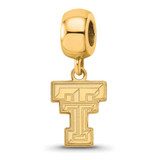 Image of Sterling Silver Gold-plated LogoArt Texas Tech University T-T Small Dangle Bead Charm