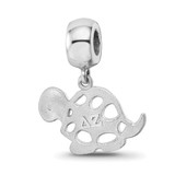 Image of Sterling Silver Rhodium-plated LogoArt Delta Zeta Turtle on Bead Charm