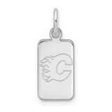 Image of Sterling Silver Rhodium-plated NHL LogoArt Calgary Flames Tag Pendant