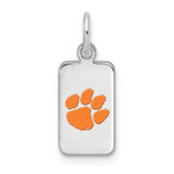 Image of Sterling Silver Rhodium-plated LogoArt Clemson University Enamel Tag Pendant