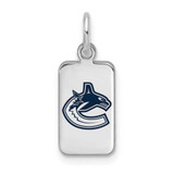 Image of Sterling Silver Rhodium-plated NHL LogoArt Vancouver Canucks Enamel Tag Pendant