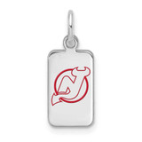 Image of Sterling Silver Rhodium-plated NHL LogoArt New Jersey Devils Enamel Tag Pendant