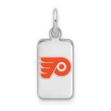 Image of Sterling Silver Rhodium-plated NHL LogoArt Philadelphia Flyers Enamel Tag Pendant