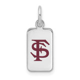 Image of Sterling Silver Rhodium-plated LogoArt Florida State University Enamel Tag Pendant
