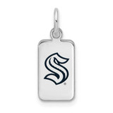 Image of Sterling Silver Rhodium-plated NHL LogoArt Seattle Kraken Enamel Tag Pendant