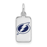 Image of Sterling Silver Rhodium-plated NHL LogoArt Tampa Bay Lightning Enamel Tag Pendant