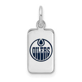 Image of Sterling Silver Rhodium-plated NHL LogoArt Edmonton Oilers Enamel Tag Pendant