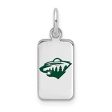 Image of Sterling Silver Rhodium-plated NHL LogoArt Minnesota Wild Enamel Tag Pendant