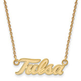 Image of 10k Yellow Gold LogoArt University of Tulsa T-U Large Pendant 18 inch Necklace