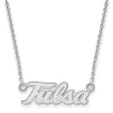 Image of 10k White Gold LogoArt University of Tulsa T-U Large Pendant 18 inch Necklace