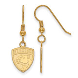 Image of Sterling Silver Gold-plated NHL LogoArt Florida Panthers Small Dangle Wire Earrings
