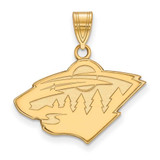 Image of Sterling Silver Gold-plated NHL LogoArt Minnesota Wild Medium Pendant