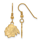 Image of Sterling Silver Gold-plated NHL LogoArt Chicago Blackhawks Small Dangle Earrings