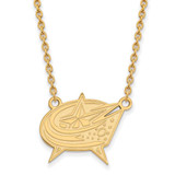 Image of 14k Yellow Gold NHL LogoArt Columbus Blue Jackets Large Pendant 18 inch Necklace