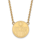 Image of 10k Yellow Gold NHL LogoArt Edmonton Oilers Large Pendant 18 inch Necklace