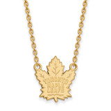 Image of 14k Yellow Gold NHL LogoArt Toronto Maple Leafs Large Pendant 18 inch Necklace