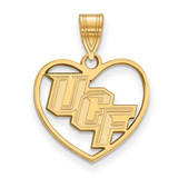 Image of Sterling Silver Gold-plated LogoArt University of Central Florida U-C-F Heart Pendant