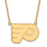 Image of 10k Yellow Gold NHL LogoArt Philadelphia Flyers Large Pendant 18 inch Necklace