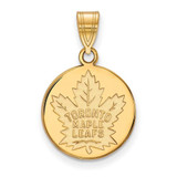 Image of Sterling Silver Gold-plated NHL LogoArt Toronto Maple Leafs Medium Disc Pendant