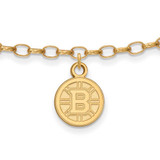 Image of Sterling Silver Gold-plated NHL LogoArt Boston Bruins 9 inch Anklet