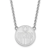 Image of 14k White Gold NHL LogoArt Edmonton Oilers Large Pendant 18 inch Necklace
