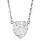 Image of 10k White Gold NHL LogoArt Florida Panthers Large Pendant 18 inch Necklace