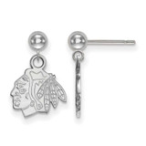 Image of Sterling Silver Rhodium-plated NHL LogoArt Chicago Blackhawks Dangle Post Earrings