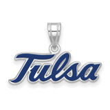 Image of Sterling Silver Rhodium-plated LogoArt University of Tulsa T-U Large Enameled Pendant