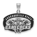 Image of Sterling Silver Rhodium-plated LogoArt Jacksonville State University Large Enameled Pendant