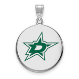 Image of Sterling Silver Rhodium-plated NHL LogoArt Dallas Stars Large Enameled Disc Pendant
