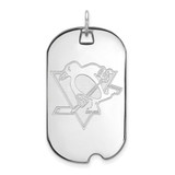 Image of Sterling Silver Rhodium-plated NHL LogoArt Pittsburgh Penguins Large Dog Tag Pendant